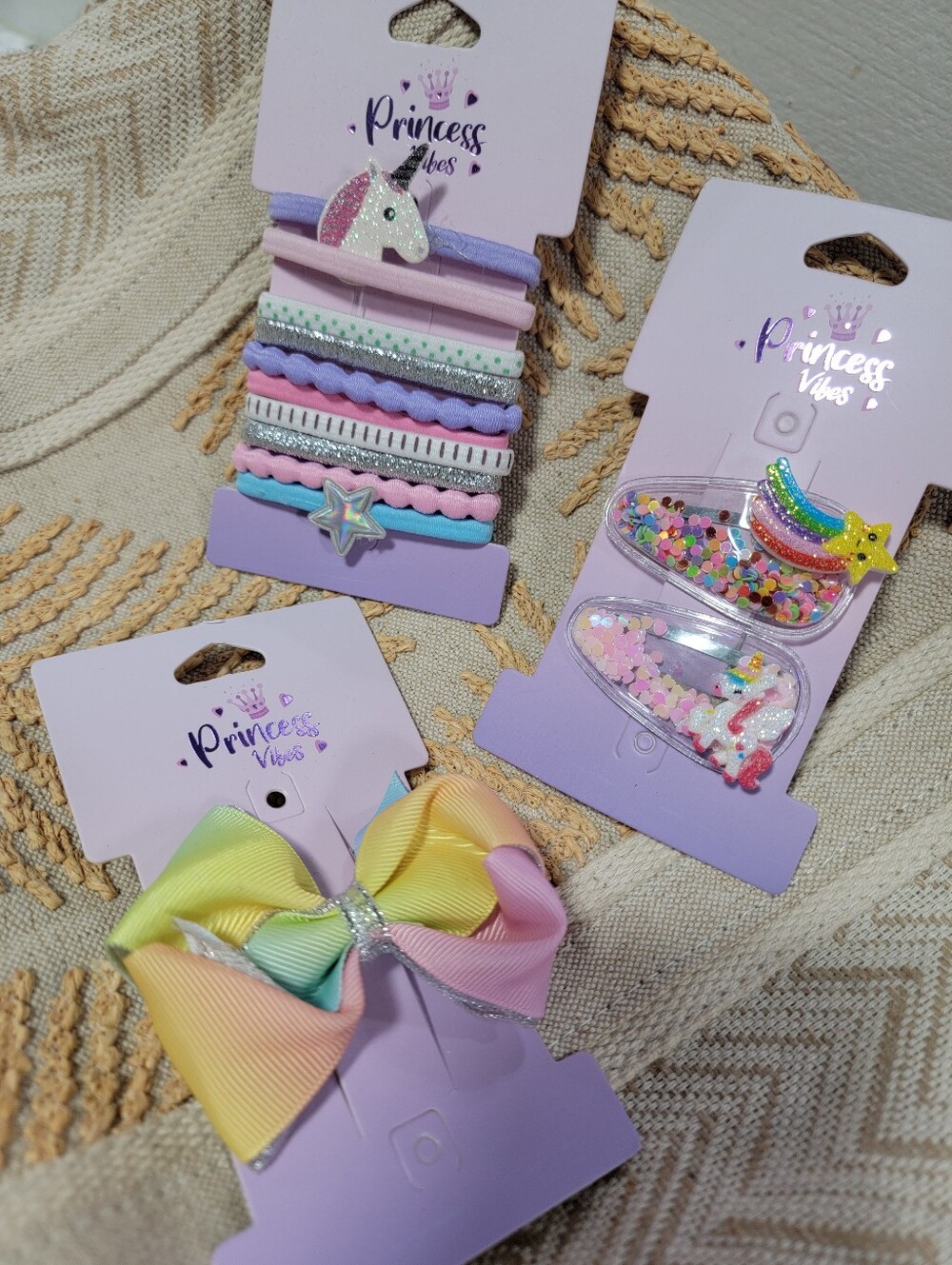 Princess Vibes Pastel Hair Accessory Set - Multicolor Bow & Clips